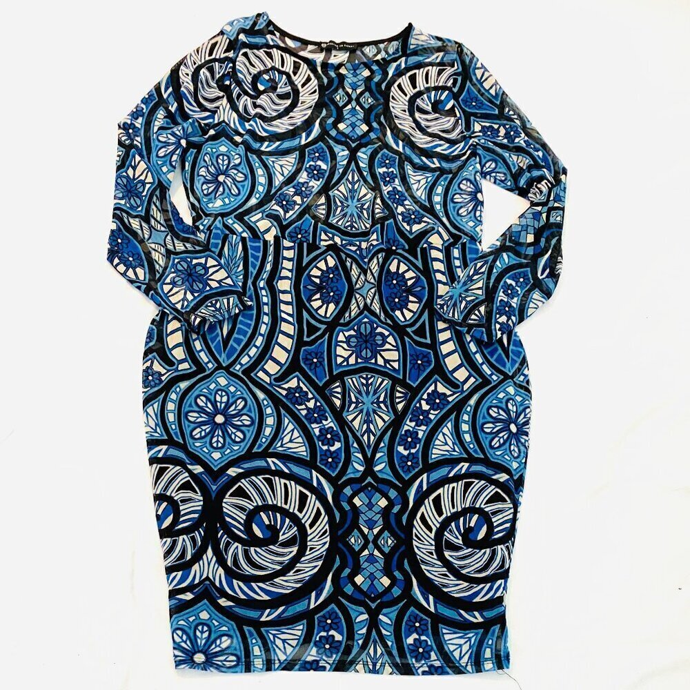 Fashion to Figure Bodycon dress Womens Plus Size 1 geometric blue black white